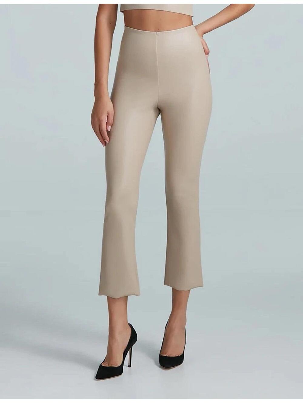NEW! $148 COMMANDO PERFECT CONTROL FAUX LEATHER CROP FLARE LEGGINGS PORCELAIN XS